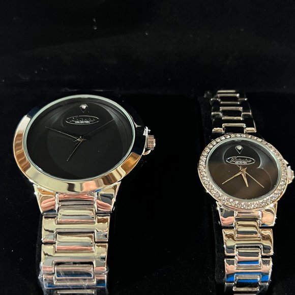 Antonino Collection His & Hers Silver Watch Set – Black Dial Gift Box - Picture 6 of 8